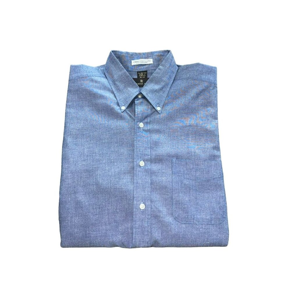 New Ferrell Reed Fine Chambray Crawford Cloth Men’s Button-down Shirt Size 16-34